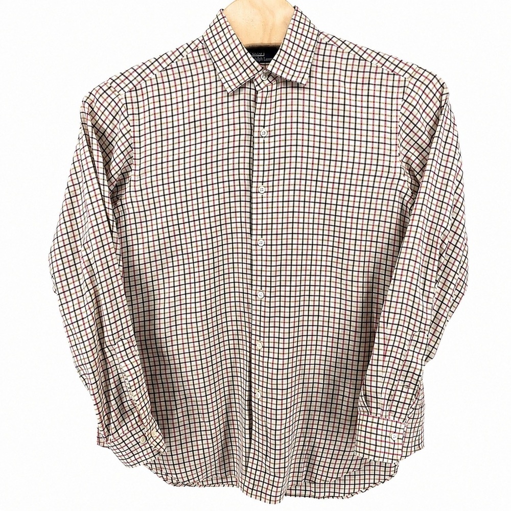 Polo Ralph Lauren Button Down Shirt Mens 16.5 L Tattersall Cotton Ivy Multi - Picture 2 of 8